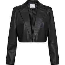 Phoebe Leather Crop Blazer