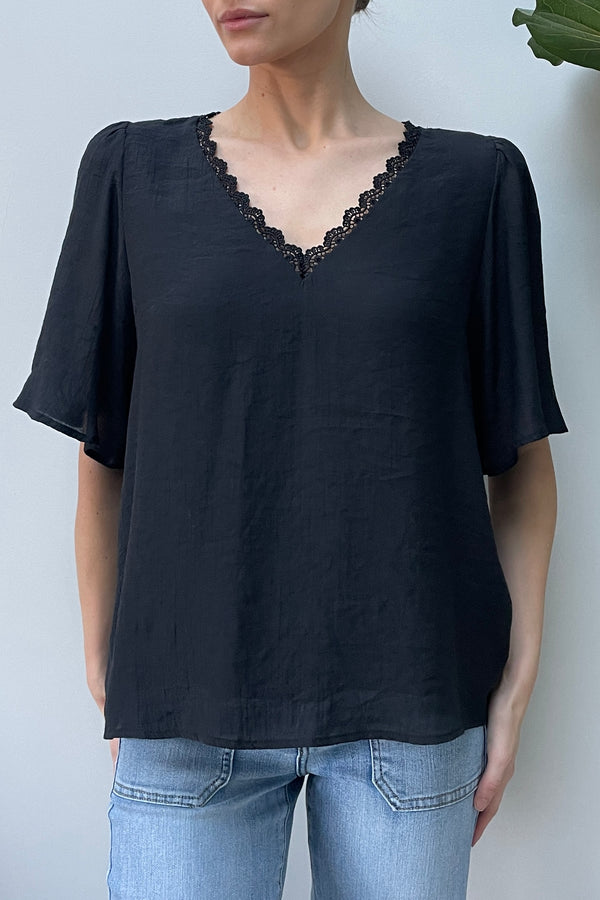 Mila V Neck Top Black