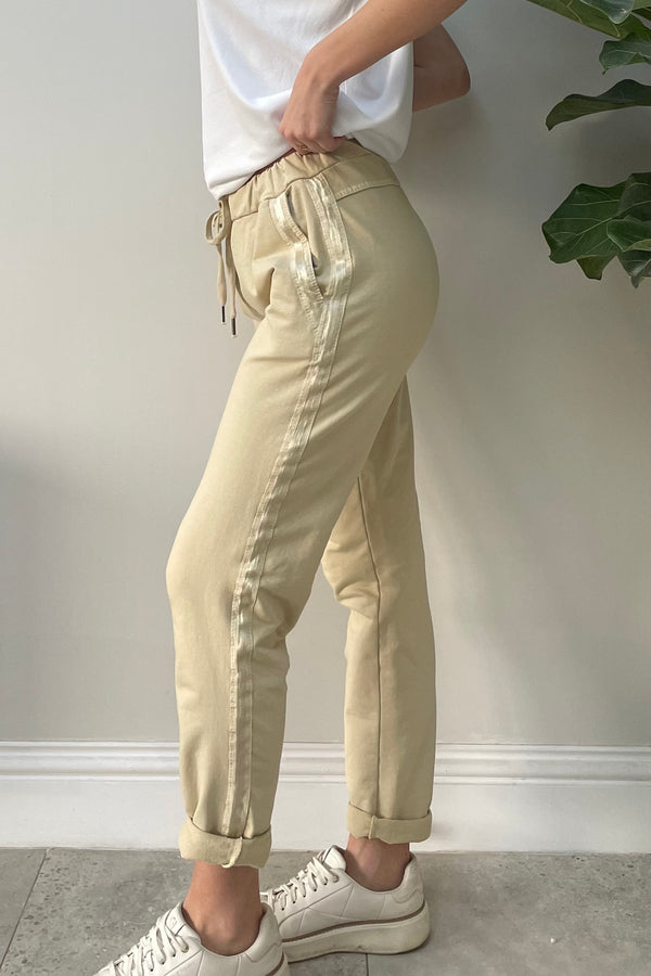 Janie Side Stripe Jogger Sand