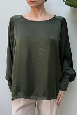 Cate Satin Crew Neck Top