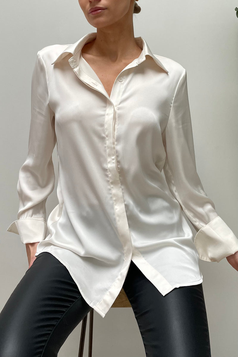 Celine Satin Shirt Ivory