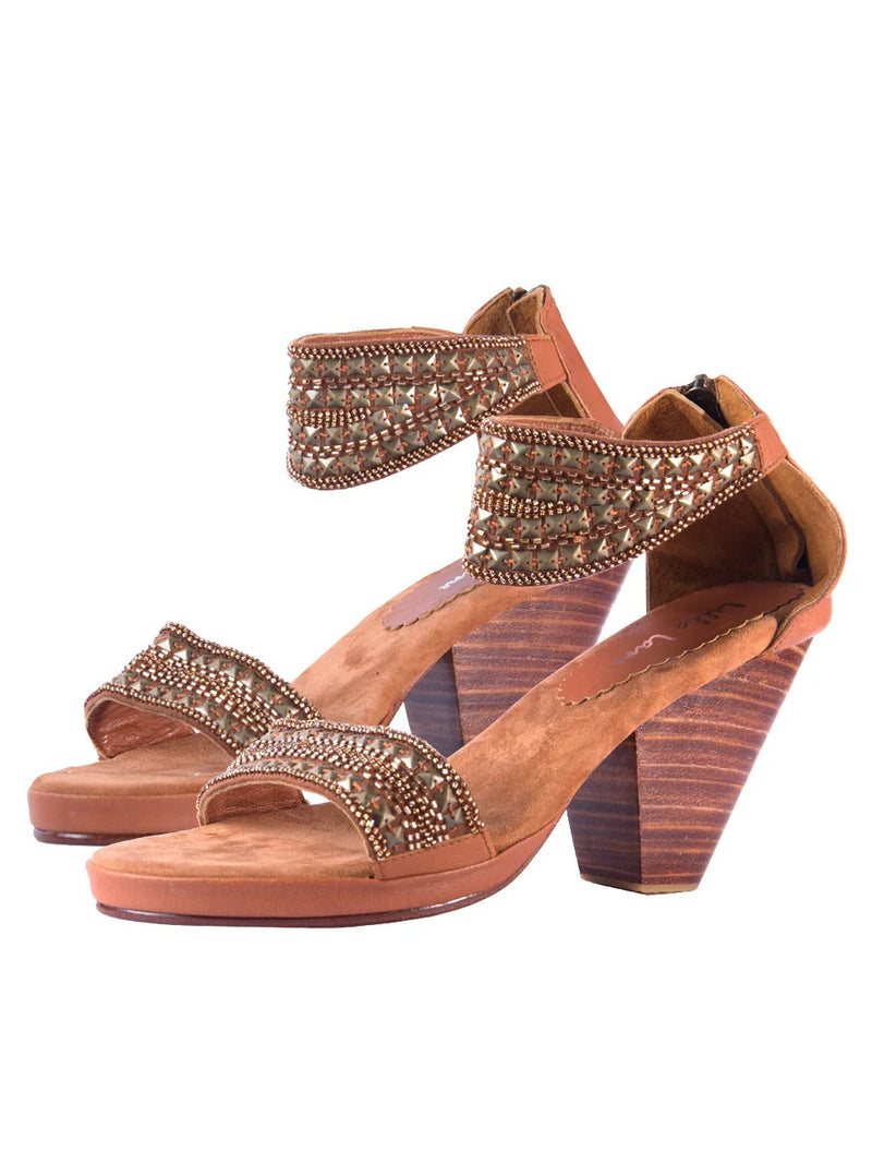 Ibiza Tan Beaded Heel