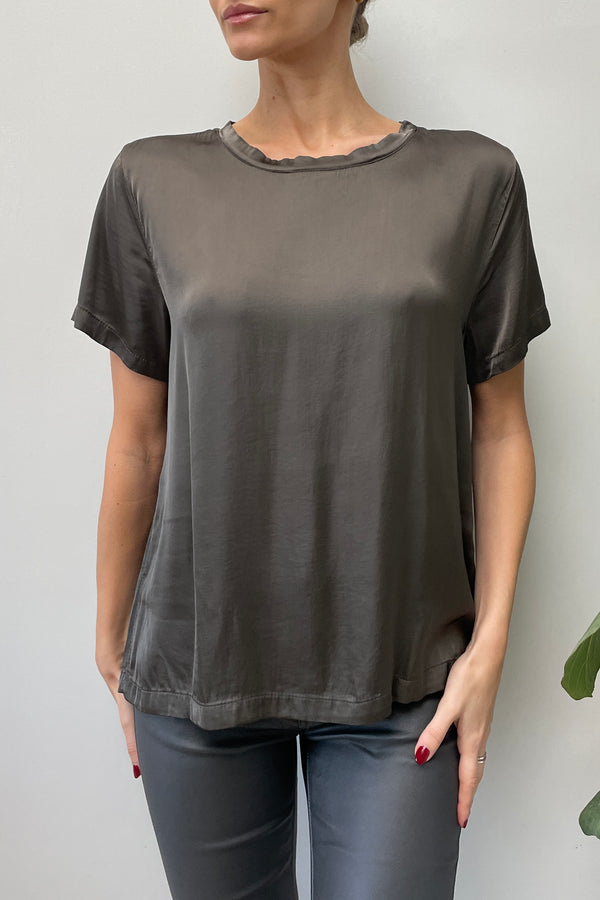 Darcie Satin Crew Neck Top