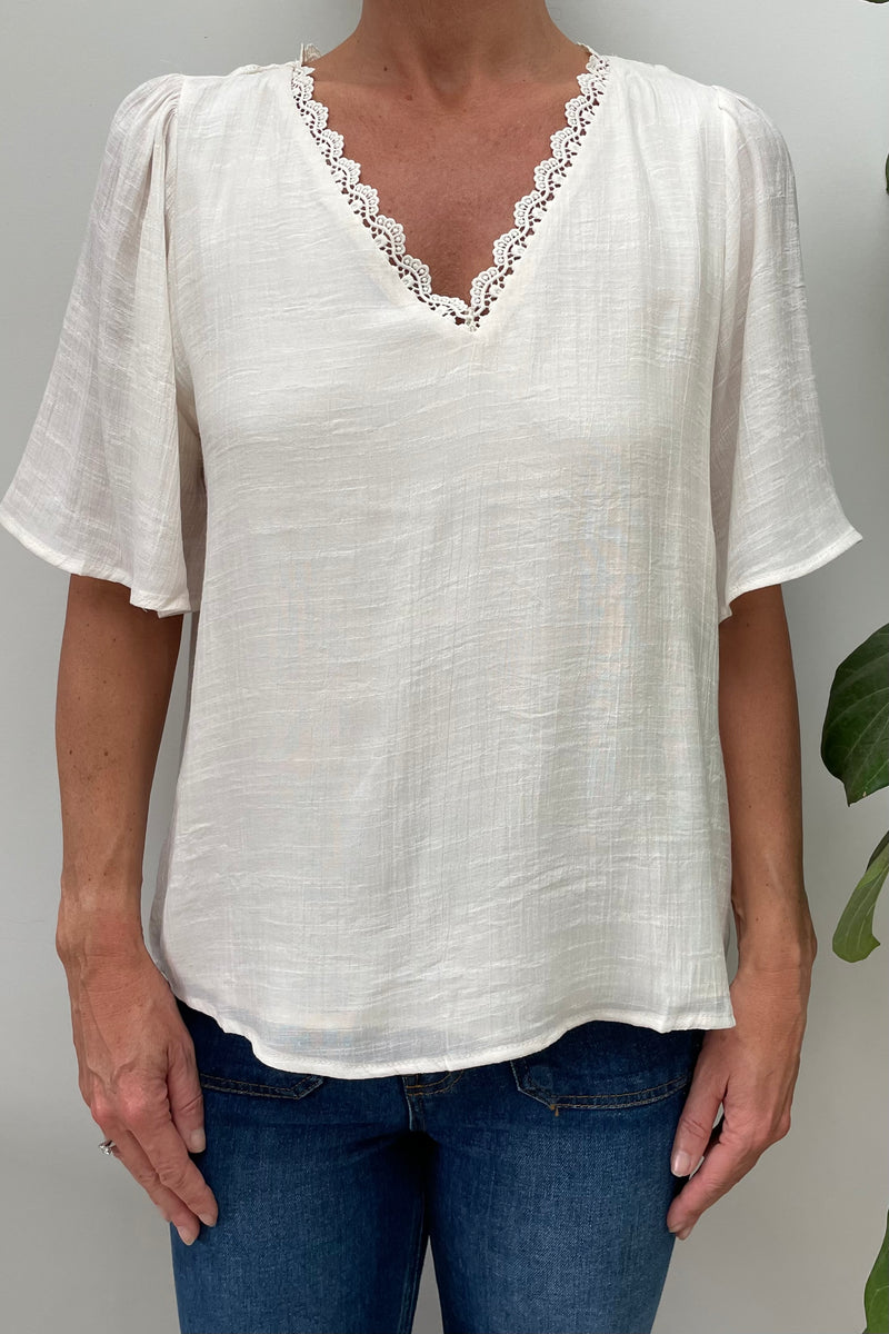 Mila V Neck Top Ivory