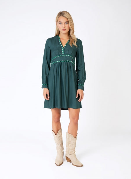 Bette Embroidered Dress Forest