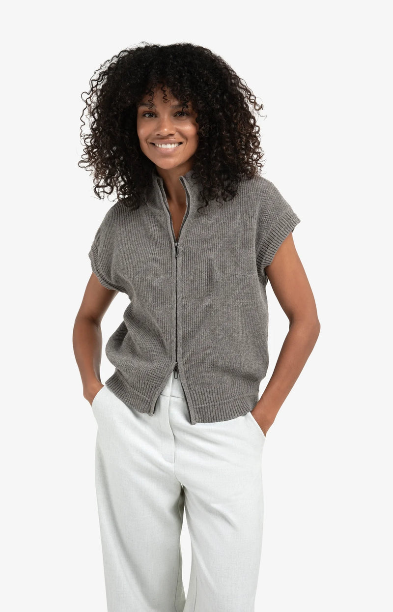 Gemma Sleeveless Zip Cardigan