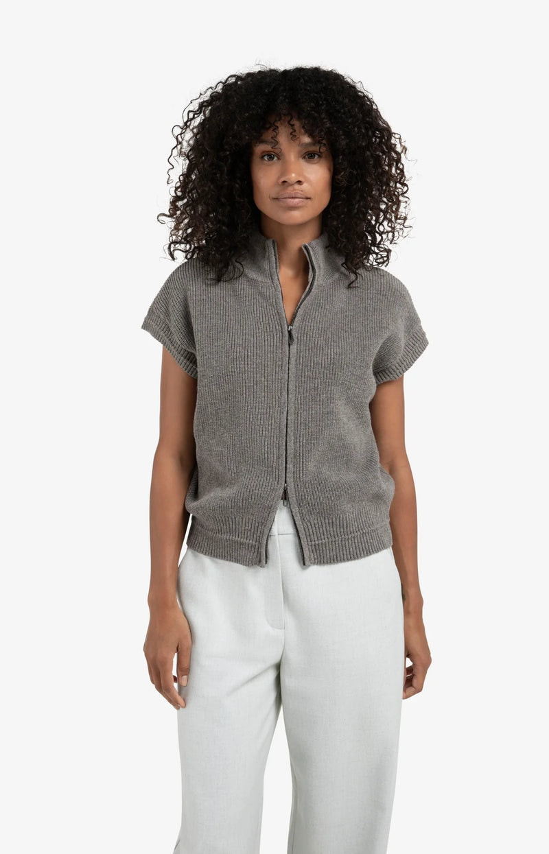 Gemma Sleeveless Zip Cardigan