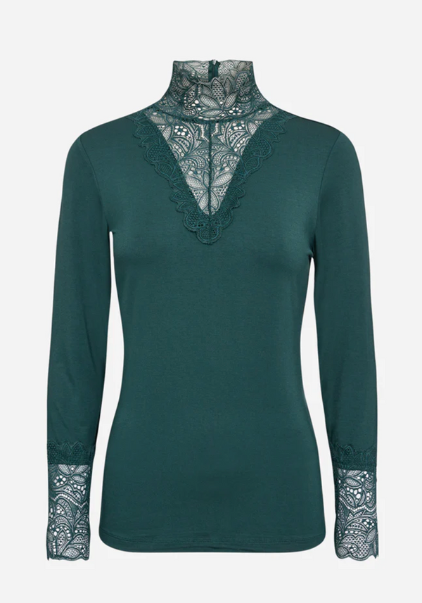 Brooke Lace Detail Top Forest