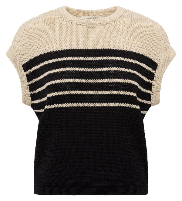 Sleeveless striped sweater