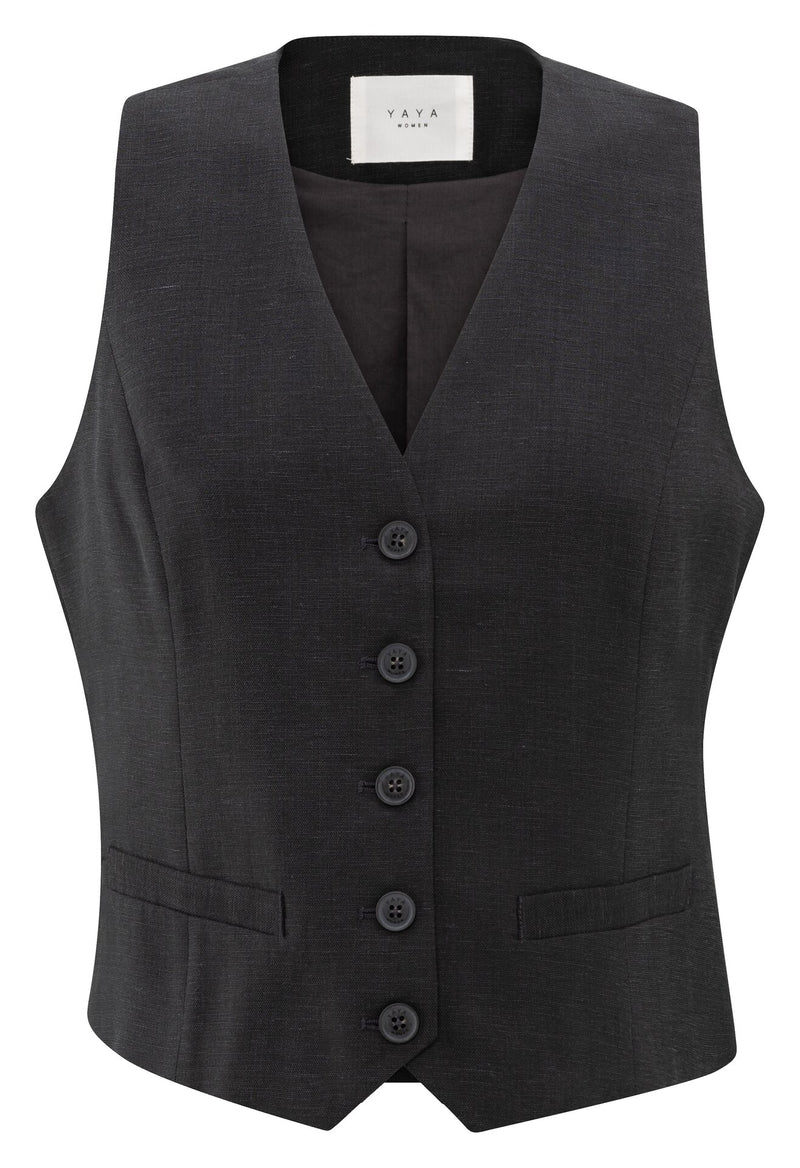 Linen mix woven gilet