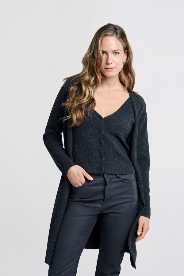 Joey Layered Cardigan Charcoal