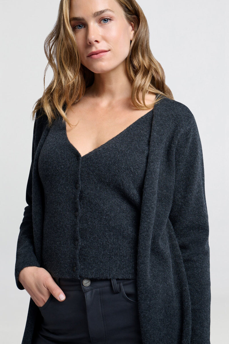 Joey Layered Cardigan Charcoal