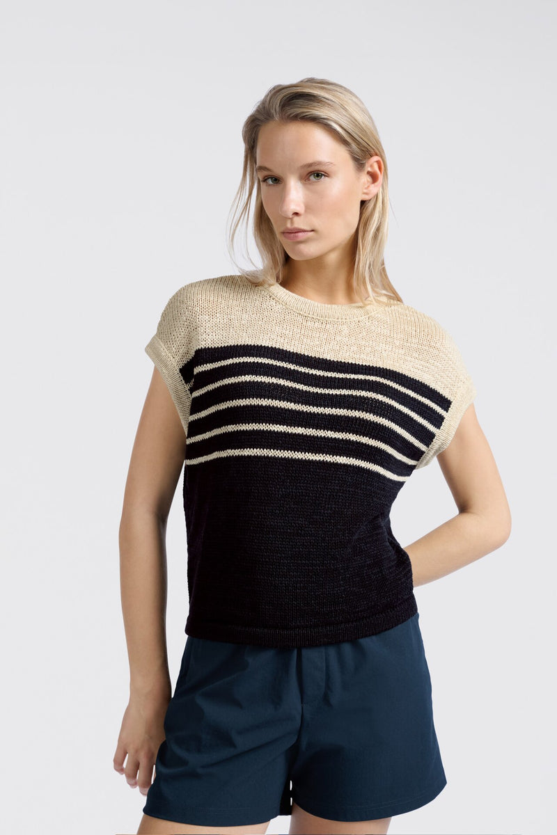 Sleeveless striped sweater