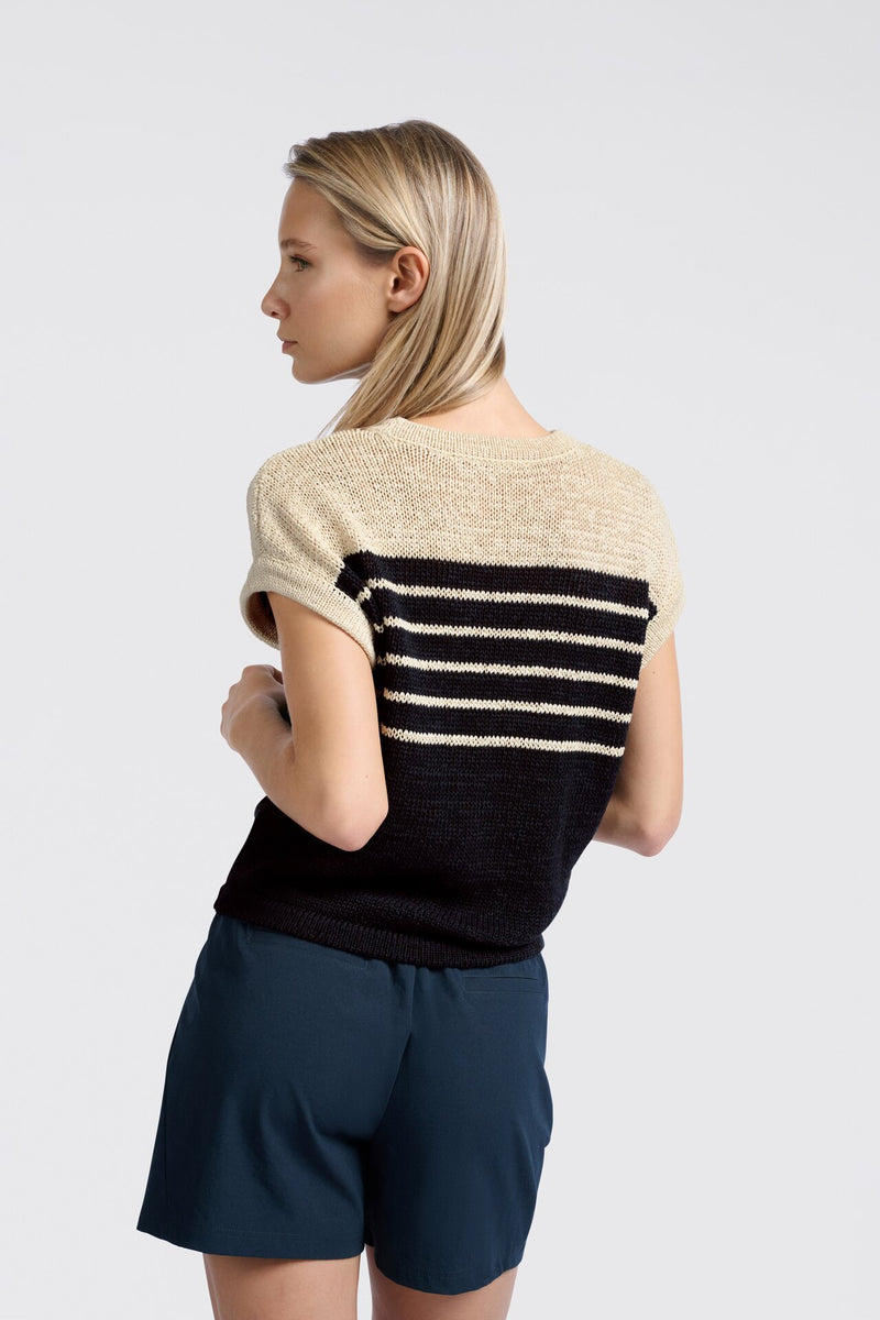 Sleeveless striped sweater