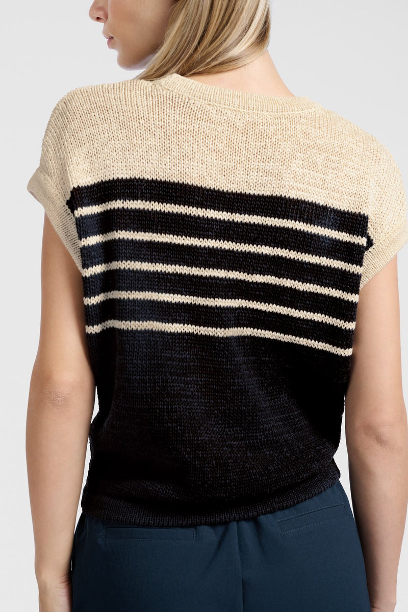 Sleeveless striped sweater