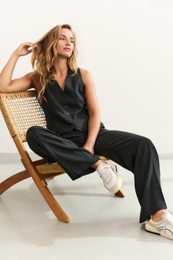 Linen mix woven gilet