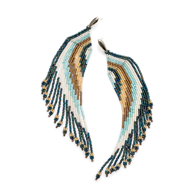 Tulum Quetzal Crystal Fringe Earrings